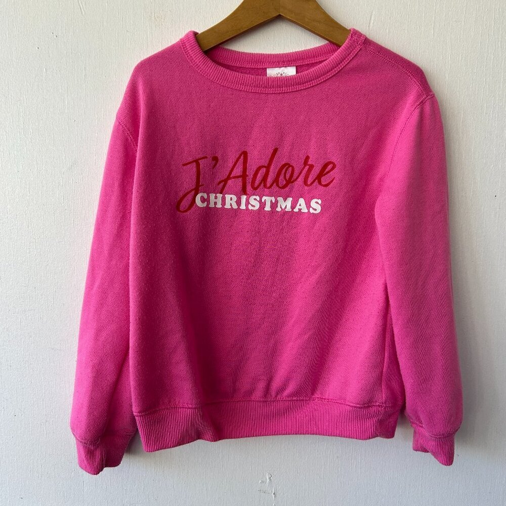 Wondershop Sweatshirt Girls Medium French J'adore Christmas Pink Pullover